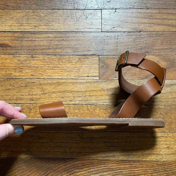 EUC Madewell Women's Boardwalk Ankle-Strap Sandal in English Saddle Size 9 - Picture 6 of 10